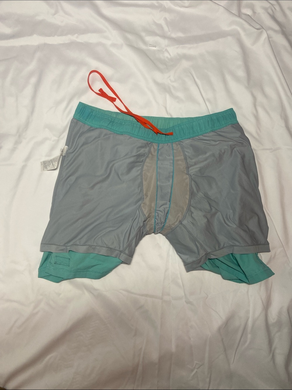 Saxx Mint Green Swim Trunks with Orange Drawstring - Picture 3 of 3
